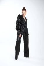EXTRA WIDE LEG LEATHER PANTS - Image 3