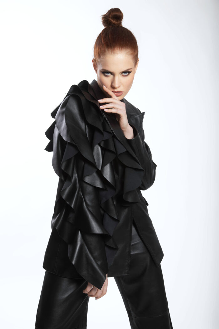 LEATHER BLAZER WITH FLOUNCES - Image 4