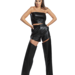 FLARED LEATHER PANTS WITH SLITS