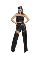 FLARED LEATHER PANTS WITH SLITS