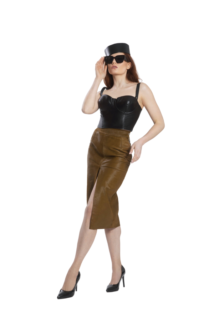 PONY FUR PENCIL SKIRT - Image 1