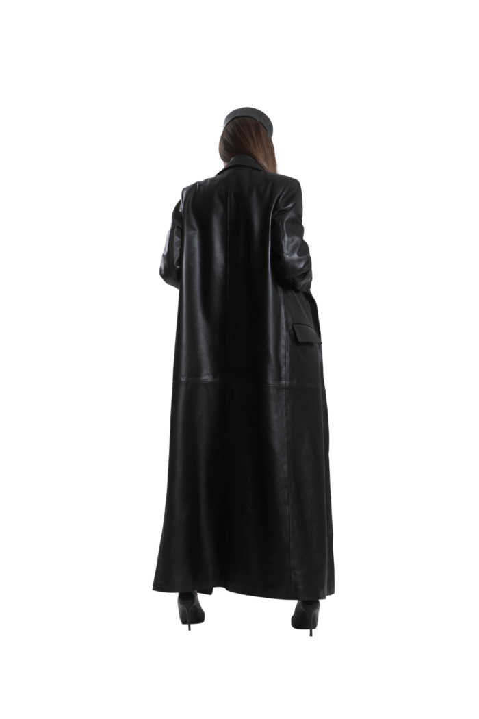 LEATHER BLACK COAT - Image 2