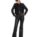 FLARED STRETCH LEATHER PANTS