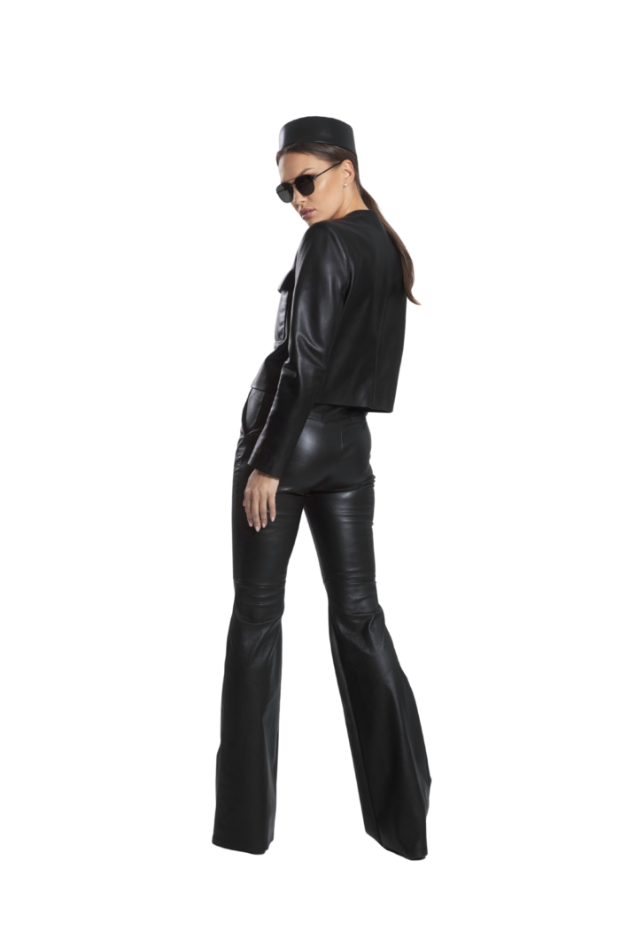 FLARED STRETCH LEATHER PANTS - Image 2