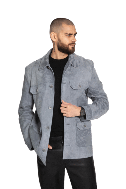 GREY SUEDE LEATHER JACKET