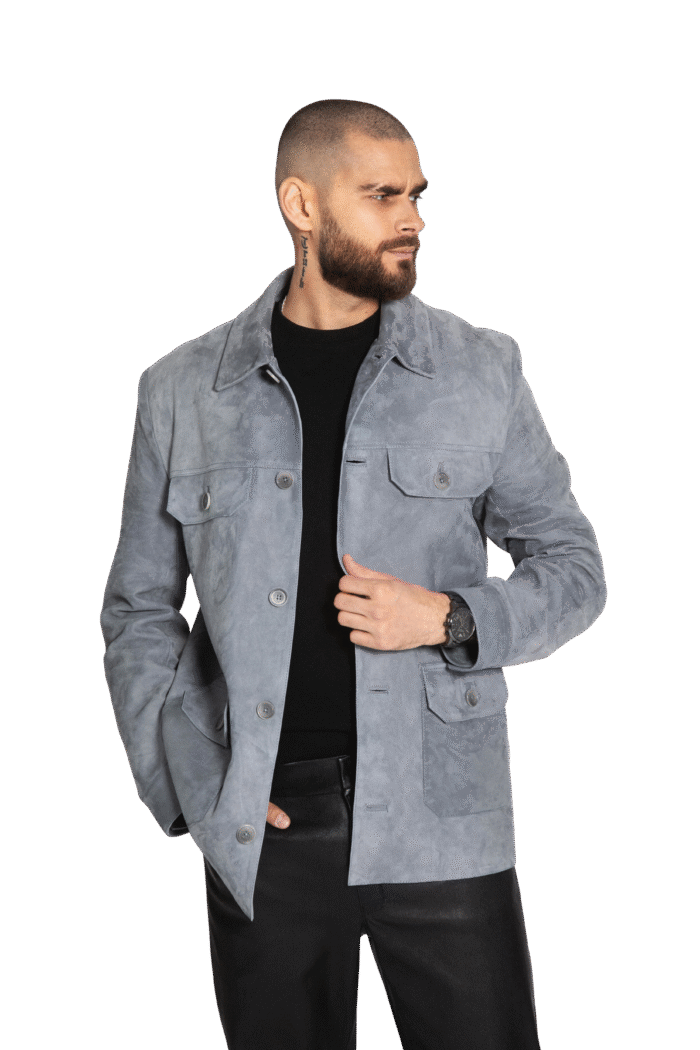 GREY SUEDE LEATHER JACKET - Image 1