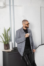 GREY SUEDE LEATHER JACKET - Image 7