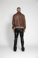 BROWN LEATHER BOMBER JACKET - Image 5