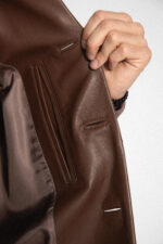 BROWN LEATHER BOMBER JACKET - Image 7