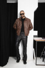 BROWN LEATHER BOMBER JACKET - Image 11