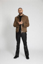 OLIVE SUEDE AND LEATHER JACKET - Image 3