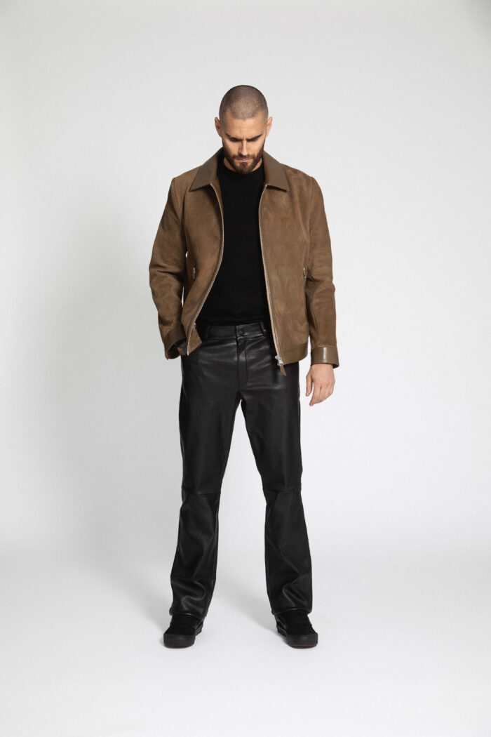 OLIVE SUEDE AND LEATHER JACKET - Image 4