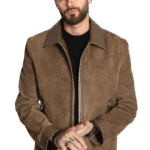 OLIVE SUEDE AND LEATHER JACKET