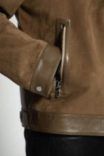 OLIVE SUEDE AND LEATHER JACKET - Image 8