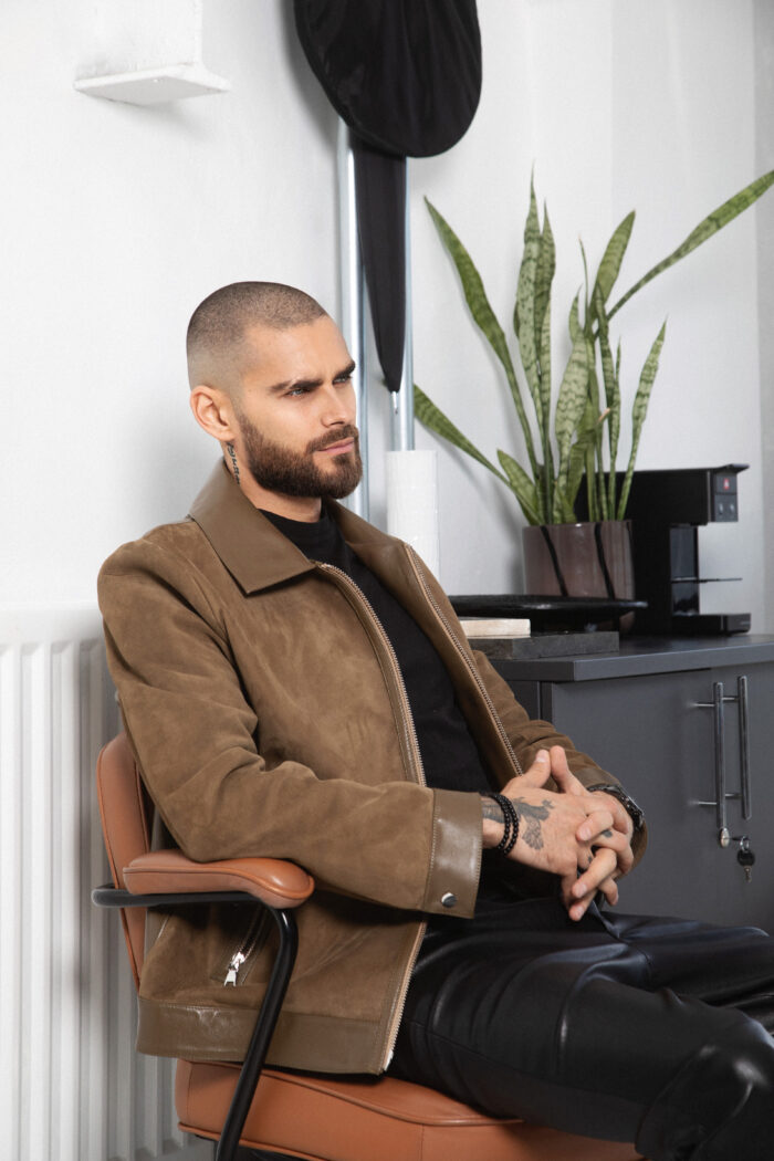 OLIVE SUEDE AND LEATHER JACKET - Image 10