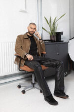 OLIVE SUEDE AND LEATHER JACKET - Image 11