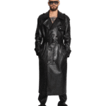 BLACK LEATHER TRENCH COAT