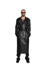 BLACK LEATHER TRENCH COAT