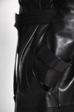 BLACK LEATHER TRENCH COAT - Image 7