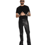 CLASSIC REGULAR FIT BLACK LEATHER PANTS