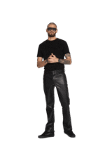 CLASSIC REGULAR FIT BLACK LEATHER PANTS