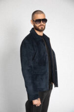 DARK BLUE SUEDE LEATHER JACKET - Image 5