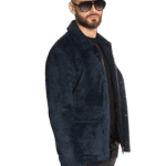 DARK BLUE SUEDE LEATHER JACKET