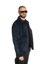 DARK BLUE SUEDE LEATHER JACKET