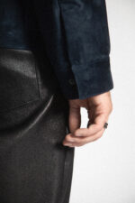 DARK BLUE SUEDE LEATHER JACKET - Image 6