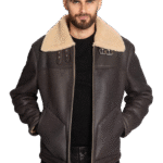 BROWN LEATHER SHEARLING JACKET
