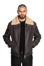 BROWN LEATHER SHEARLING JACKET