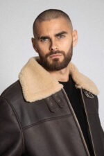 BROWN LEATHER SHEARLING JACKET - Image 6
