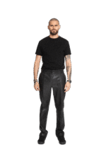 BLACK VINTAGE LEATHER CREASED TROUSERS