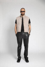 BLACK VINTAGE LEATHER CREASED TROUSERS - Image 5