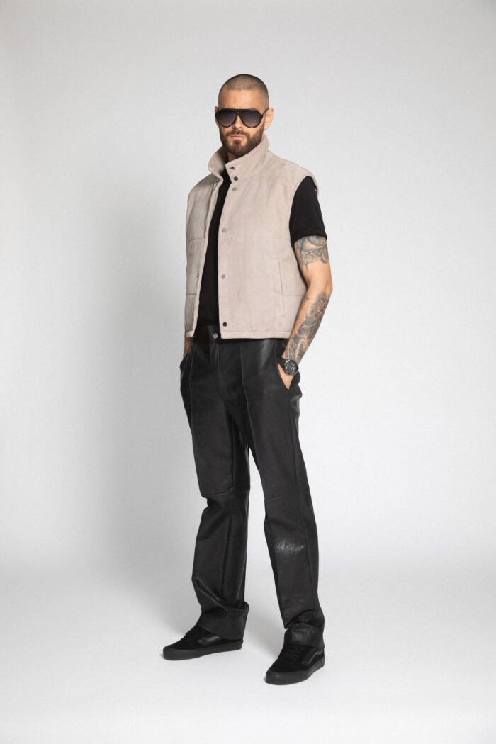 BLACK VINTAGE LEATHER CREASED TROUSERS - Image 6