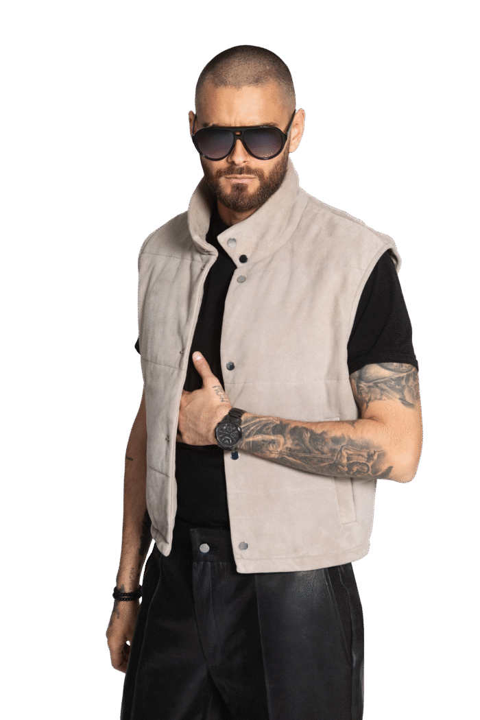 SAND SUEDE LEATHER VEST - Image 1