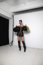 BALLOON SLEEVE LEATHER DRESS - Image 5