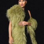 GREEN LAMA FUR WRAP