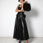 BLACK LEATHER MAXI SKIRT
