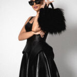 LEATHER CORSET WITH PEPLUM DETAIL
