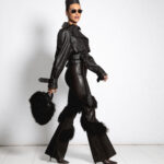 LEATHER PANTS WITH LAMA FUR