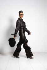 LEATHER PANTS WITH LAMA FUR
