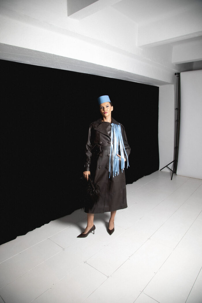 DARK BROWN LEATHER TRENCH COAT - Image 5
