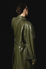 OLIVE GREEN LEATHER TRENCH COAT - Image 5