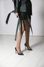 GREEN LEATHER MINI SKIRT