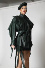GREEN LEATHER MINI SKIRT - Image 4