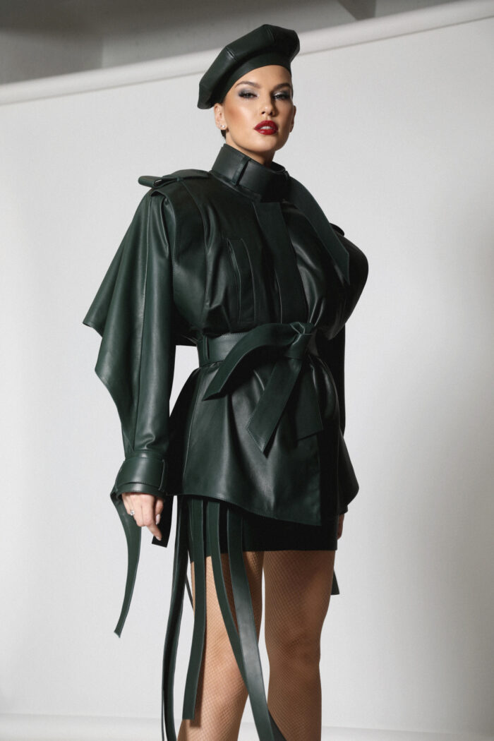 GREEN LEATHER MINI SKIRT - Image 4