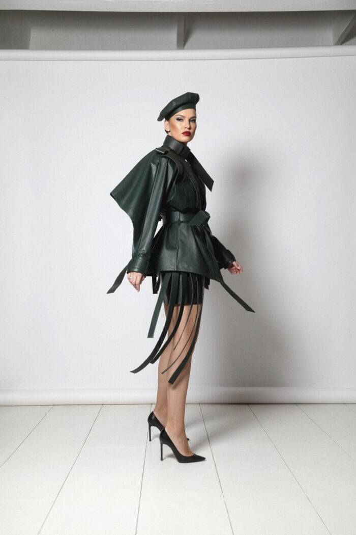 GREEN LEATHER MINI SKIRT - Image 3