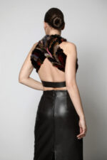 MULTICOLOR FUR DETAIL LEATHER SKIRT - Image 4