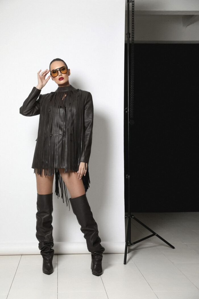DARK BROWN LEATHER JACKET - Image 3